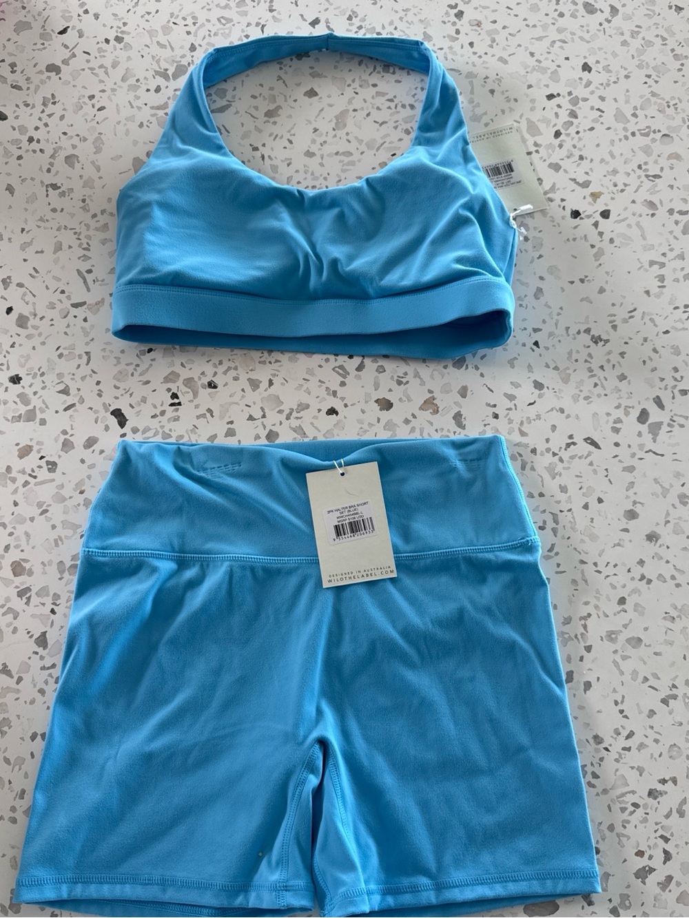 Women's Light Blue Athletic Shorts — High-Waist Performance Fit